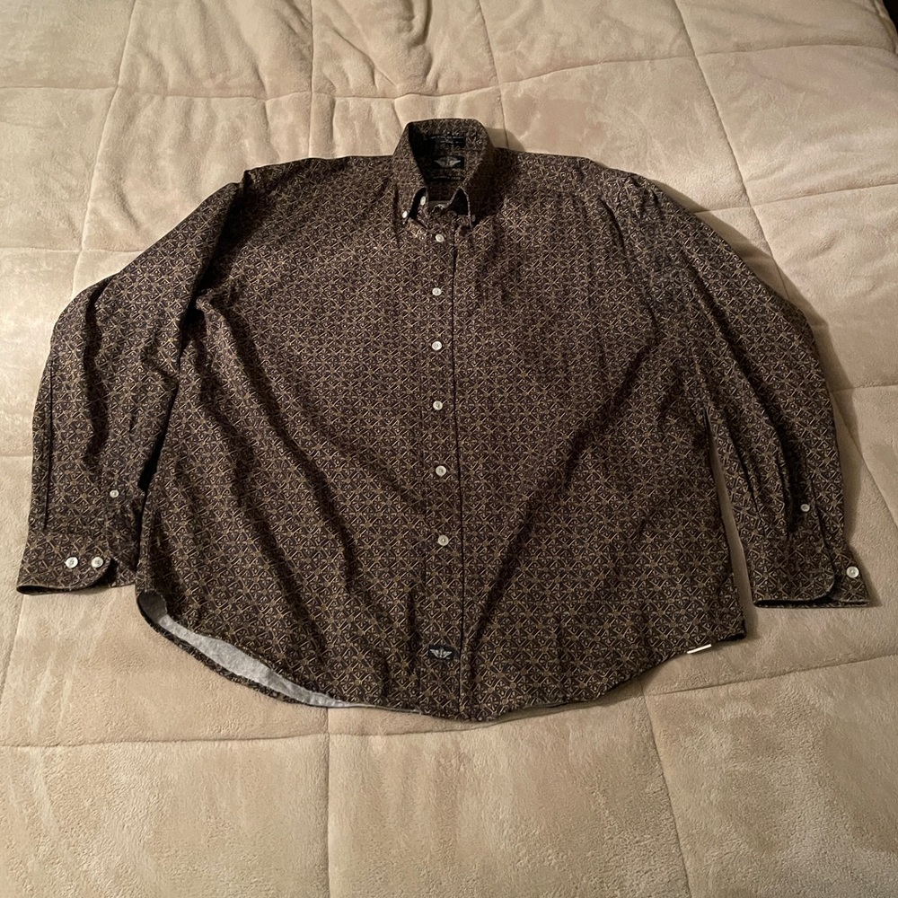 Dockers Wrinkle Free Flower Print Patterned Button Down Long-Sleeved Shirt Large